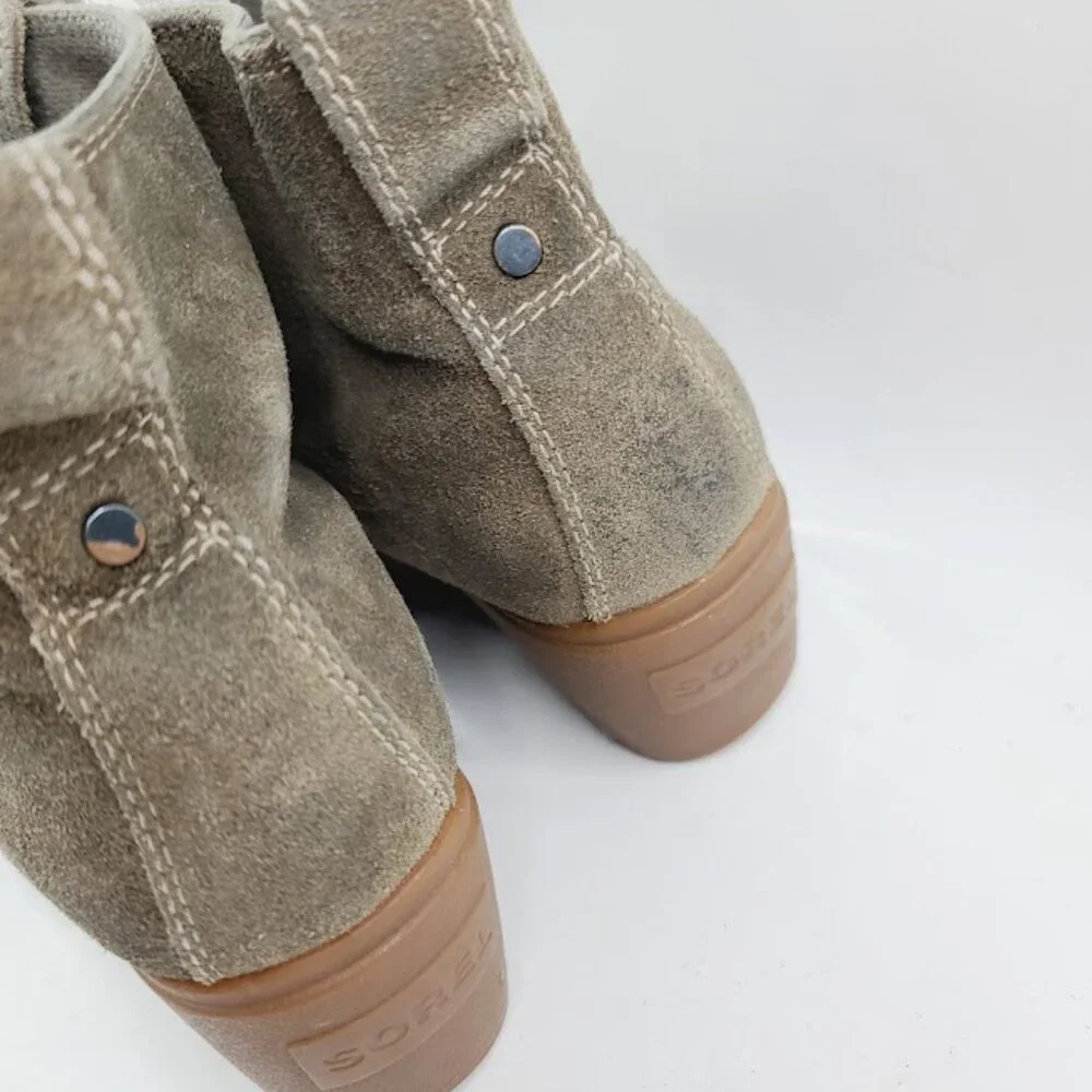 Sorel Women's Khaki Toronto Suede NL2115-245 Wedge‎ Ankle Bootie Size 7.5